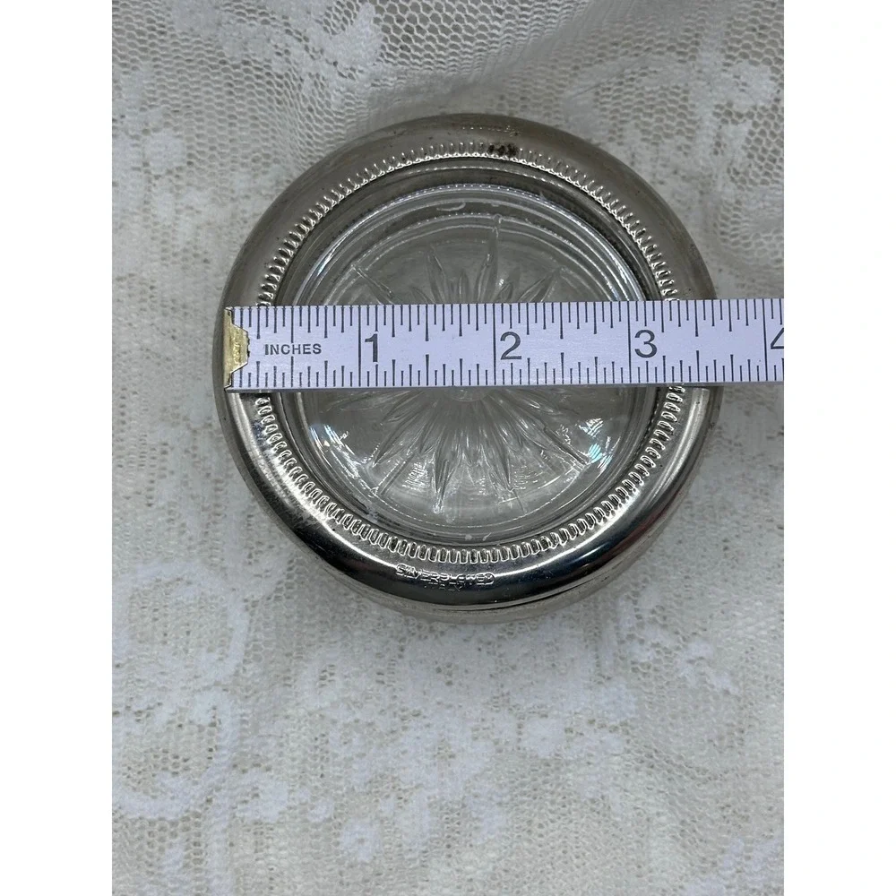 Vintage Silver Plated Glass Coasters Set of 3 Starburst Sunburst Italy Barware